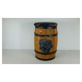 Handcrafted painted barrel with removable lid,