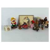 Knickknack lot: coin banks, dolls, Norman
