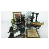 Home decor group, includes wall sconces, figures,