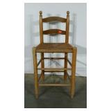 Rush bottom stool with back. 24" seat height.