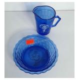 Cobalt blue Shirley temple 4 1/2" water pitcher