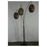 Bamboo floor lamp, three lanterns, over 6 feet