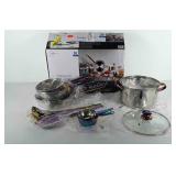 Cookware set, appears to be new in box, includes