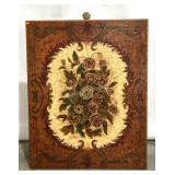 Large wall plaque with brass lionshead hanger,
