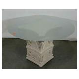 Frosted glass table with resin base, 35" diameter
