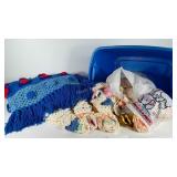 Crochet throw and tote full of squares, also