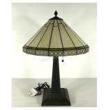 Leaded glass table lamp, stands 23" tall