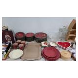 Dinnerware (chips), tea set (missing sugar), VHS