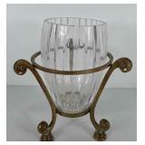 Fifth Avenue crystal vase with brass stand