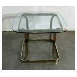 Glass top accent or coffee table, gold tone base,