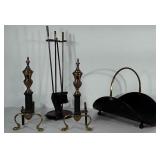 Fireplace accessories group: kindling holder.