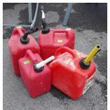 4 poly Gas cans, 1 and 2 gallon sizes