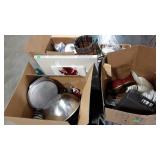 Skid lot, books, air mattress, kitchenwares, shoe
