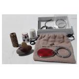 Keychains,  thimbles, button