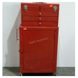Red metal tool chest, removable top, 37" tall