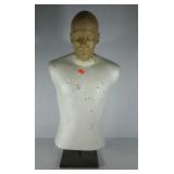 Styrofoam upper body mannequin on stand.
