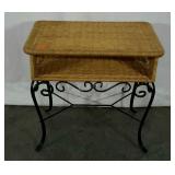 Wicker end table with storage cubby, 18 x 28 x 27