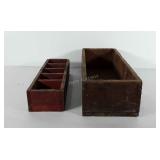 Two wooden hardware organizers, 17" L x 6" W x 4"