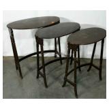 Asian inspired nesting tables,  tallest is 29",
