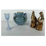 Home decor, includes 9" H vase with crazing, 9"
