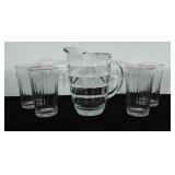 Glass pitcher and 4 tumblers. These are nice