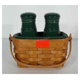 Longaberger salt and pepper basket, liner and