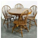 Dining set, one table and four chairs, table is