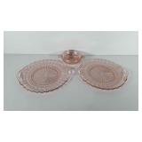 Glassware, includes 12" pink depression glass