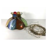 Colored glass swag lamp, 20" across