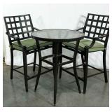 Aluminum patio set, glass topped 29" diameter