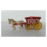 Cast iron horse and carriage, 7"