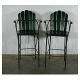 Pair of patio style ironworks barstools. Painted