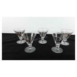 Glassware, five 4" equestrian soldier cordial