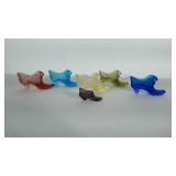 Glass shoe lot. 5 shoes in different colors, all