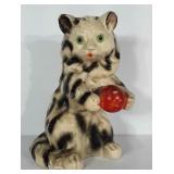 Painted ceramic cat figurine. Stands 13" tall.