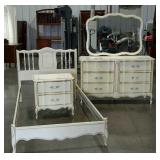 DIXIE french provincial bedroom set. Twin bed,