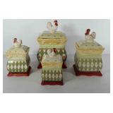 Kitchenwares, ceramic rooster canister set, some