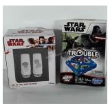 Star Wars, trouble game and set of two 10oz juice