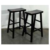 Pair of black saddle stools. Seat height is 28".