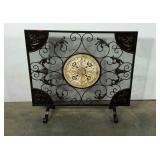 Metalworks fireplace screen with ceramic tile