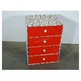 Corrugated drawers with crayon motif. Includes