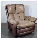 Leather swivel rocker/recliner. Lots of fading