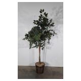 Artificial tree in basket planter. Approximately