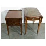 Two end tables, both feature wheels, single