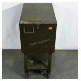 Metal drop file cabinet, rusted and aged as shown