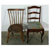 Two chairs, one upholstered,  wear as shown
