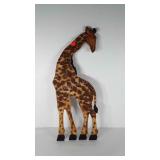 Wooden giraffe wall hanging, stands 33" tall