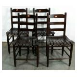 Four chairs, nice darker wood, minor color