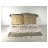 Two 17" throw pillows and Nicole Miller faux fur