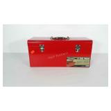 Red metal 21" Steel toolbox by Voyger. Very nice